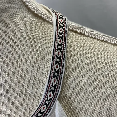 Skies Are Blue Embroidered Neck Aztec Print Racerback Top Size Medium