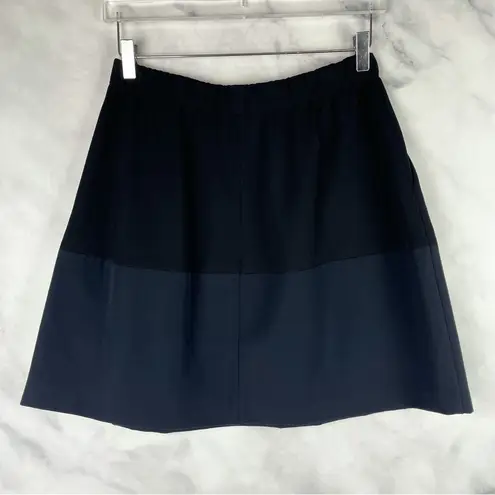 Vince 2 Tone A Line Mini Skirt Colorblock Navy Blue Retro Minimalist Preppy S