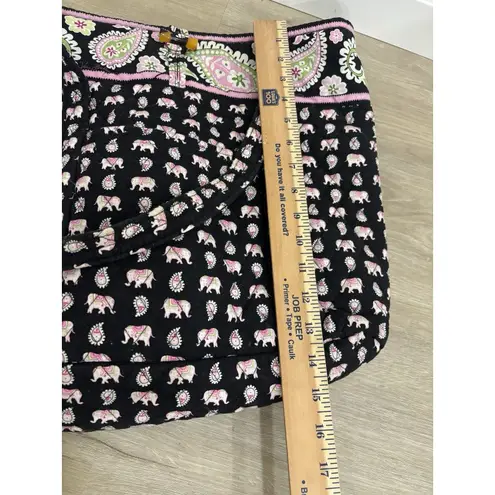 Vera Bradley Villager Tote Bag Pink Elephants Retired Black Quilted RARE 2007