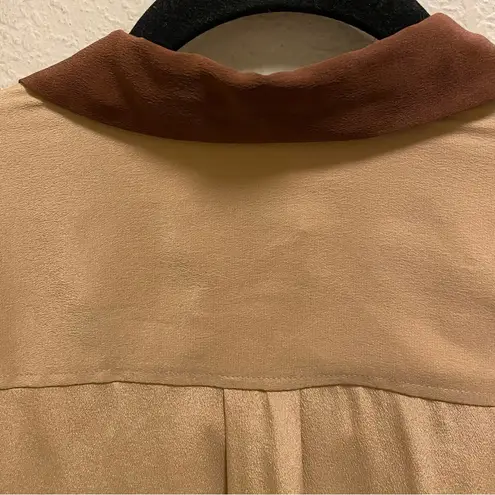 Equipment Color Block Silk Button Front Blouse Size Small In Camel Multi