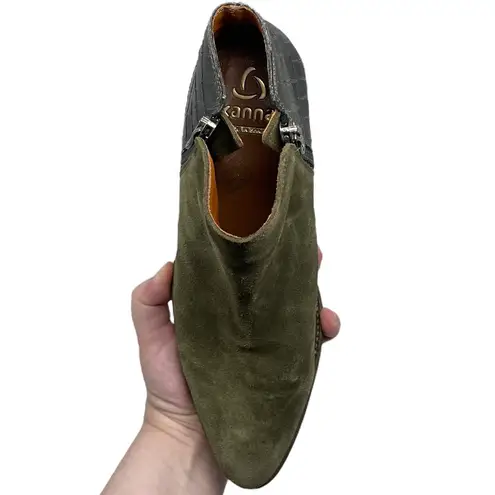 Kanna “Nat” Suede Ankle Boots Womens Size EU 39 US 8 Green Leather Bohemian Boho