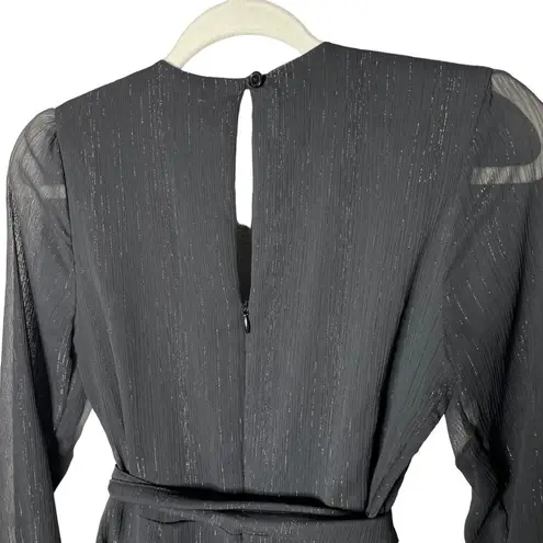 Donna Mizani Eliza Wrap Dress Size Small Mini Black Long Sleeve Ruffle Detail - Image 7