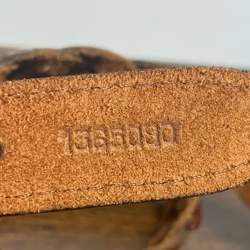 Women's Made in Uruguay Vintage Leather Woven Braided Buckle Belt Brown