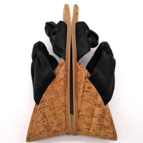 Dolce Vita Womens 9.5 Naji Knotted Cork Wedge Sandal Black Summer Beachy Boho