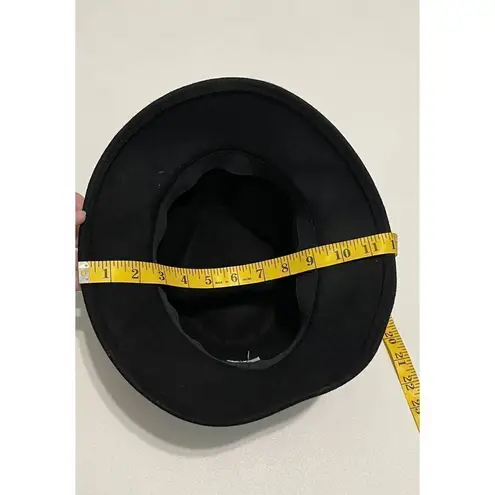 None Black Wool Cloche Hat with Band Winter Fall Fashion Hat Floppy Boho Gold Accents