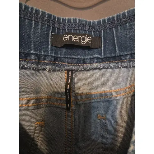 Energie Denim Bermuda Shorts, Distressed Raw Hem, Pull On Waist, Juniors Size 9