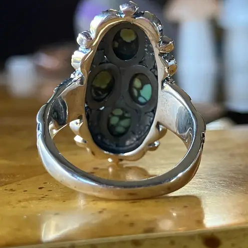 Matrix Turquoise Kokopelli Ring Size 8 Silver