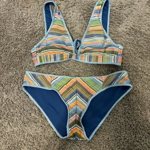 Becca  East Village Stripe Metallic Bikini Set