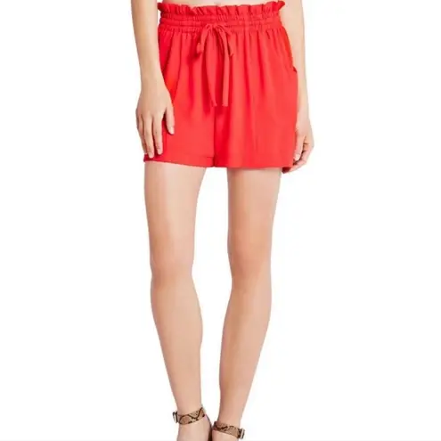 BCBGeneration Bright Coral Elastic Waistband High Waist Shorts Size Medium Pink