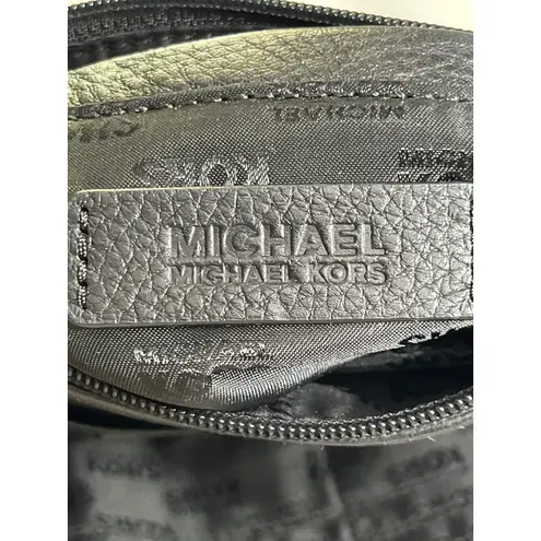 Michael Kors Jet Set Travel Crossbody Black Pebbled Leather Gold MK Logo