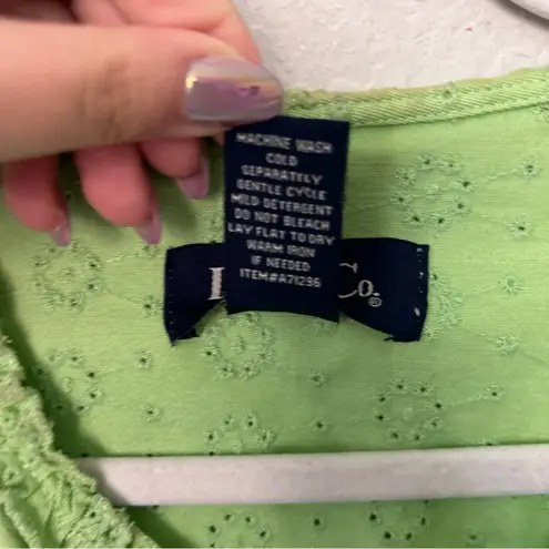 Denim & Co. Eyelet Jacket Lightweight Spring Summer Green XL Spring Cotton