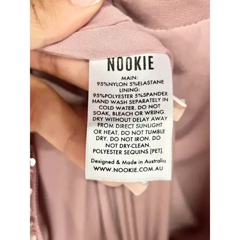 Nookie NWT Fantasy Sequin Halter Neck Side Slit Full Length Gown Rose Women's XS