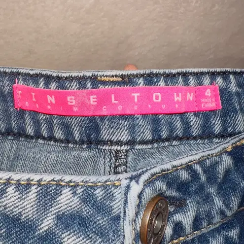 Tinseltown Denim Medium Wash High Rise Distressed Cut Off Shorts size 4