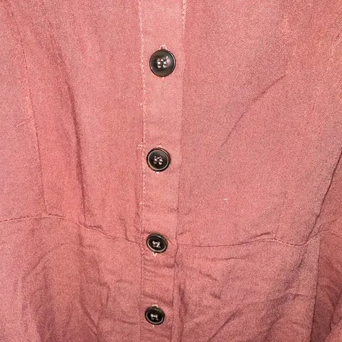 MINE MAUVE TIE WAIST BUTTON UP MINI DRESS SMALL