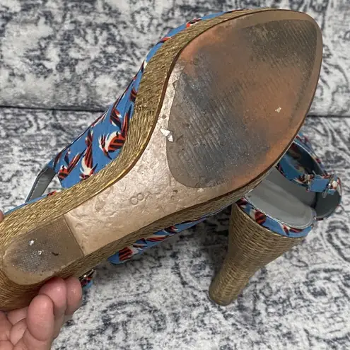 Audrey Brooke NAOMI Slingback Wedges in Blue Size 8