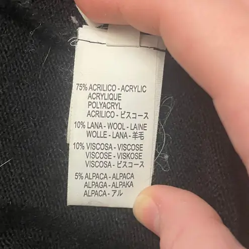 Juice Black Open Front Longline Cardigan Sweater Italian Alpaca Wool Size TU OS Black