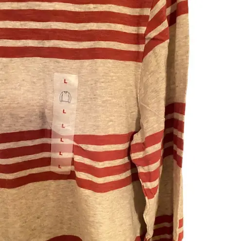 Old Navy  NEW Large long sleeve Tshirt crew neck striped red gray
