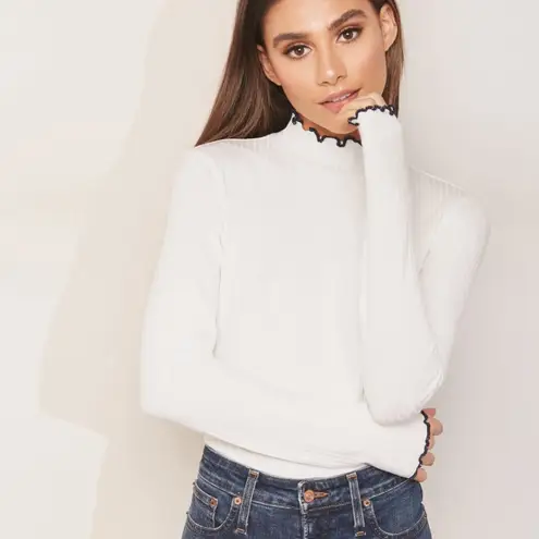 J.Crew  Contrast Trim Ribbed Long Sleeve Roll Neck T-Shirt Size XS Maroon K3235