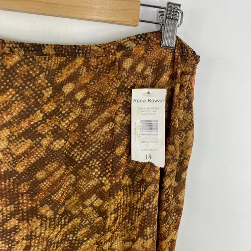 Rena Rowan Midi Skirt Flowy Y2K Papaya Brown Printed size 18 NWT Deadstock