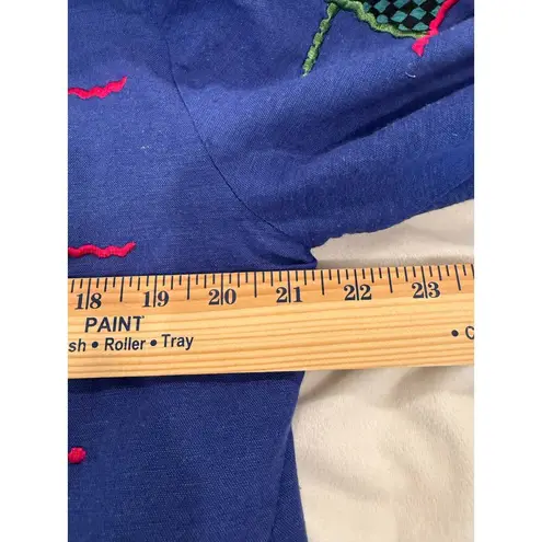 Alex Kim Multicolor Embroidered Patchwork Button Front Jacket Blue Women Medium