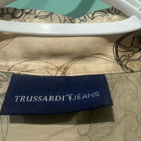 Vintage Trussardi Jeans 100% Silk made in Italy women’s top size small Tan