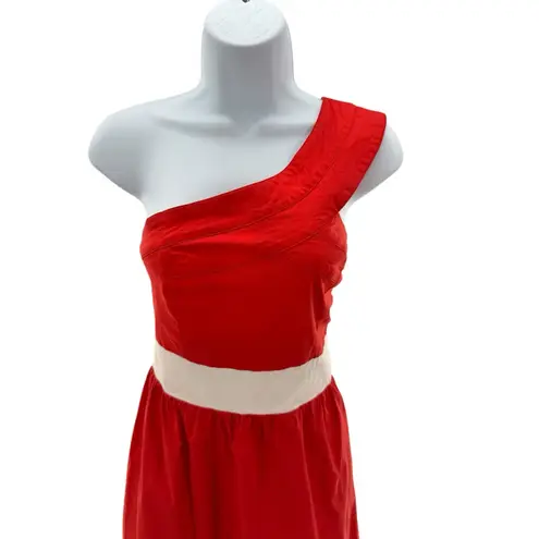 Emmelee One Shoulder Dress L Red White Colorblock Party Fit & Flare Summer Red Size L