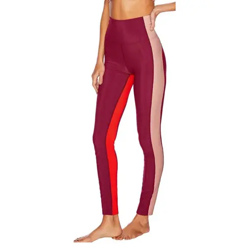 Beach Riot Colorblock Rib Leggings Size XS Merlot Red High Waist Ankle Slim NWT