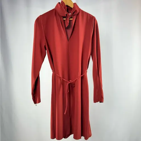 See By Chloe Boyish Red Relaxed Tie Neck Mini Dress Size 4