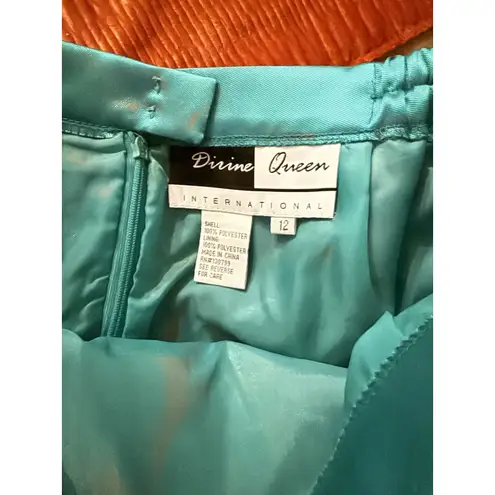 Divine Queen International Metallic Brocade Skirt Size 12 Turquoise