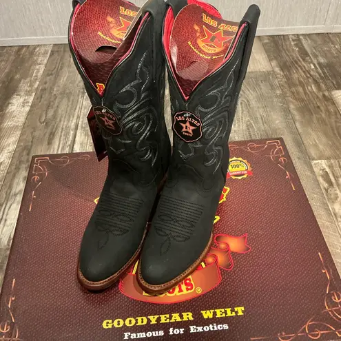 NWT Los Altos Black Leather Western Boots Size 6