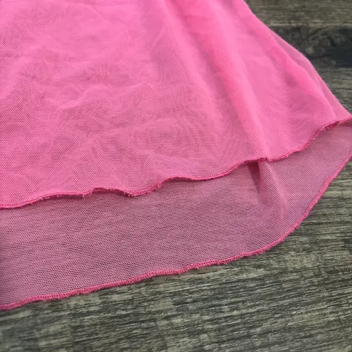 pink sheer lace tank top with tie detailing
