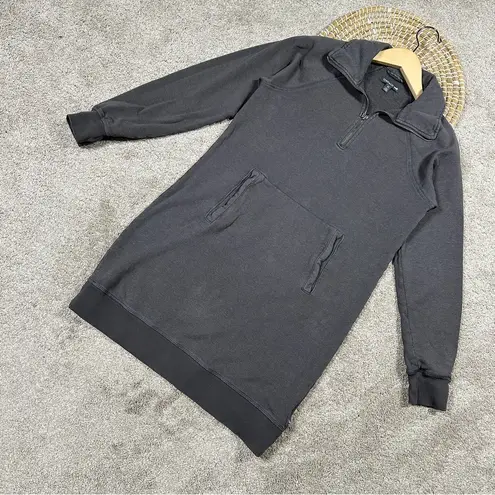 Toad&Co Hemp Organic Cotton Epiq 1/4 Zip Longsleeve Sweat Dress Outdoor Gray XS