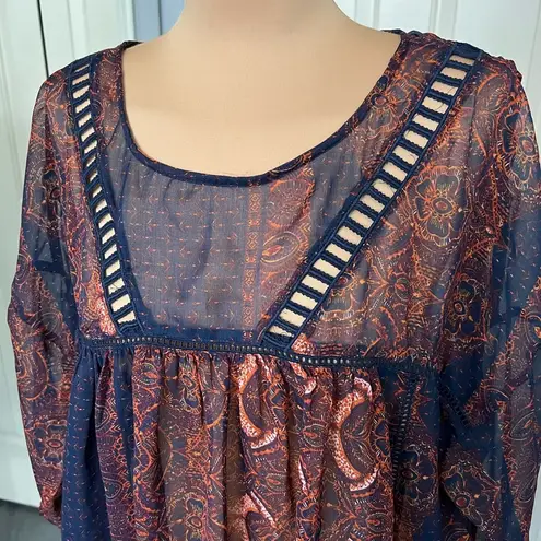 Abercrombie & Fitch  Floral Babydoll Sheer Flowy Bohemian Hippie Top