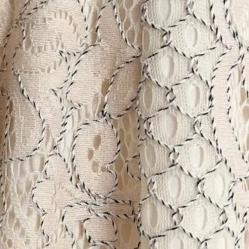 Shona joy Lace High Neck Midi Dress Beige Nude Size 6 Lined Scalloped Hem Bridal