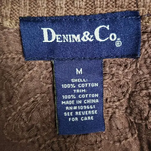 Denim & Co. Brown Bomber Sweater Jacket Size Medium Brown Zip