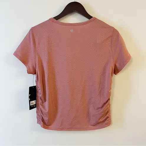 90 Dregree Light Mahogany Ruched Side Short Sleeve Top Size Large NEW Cropped Pink