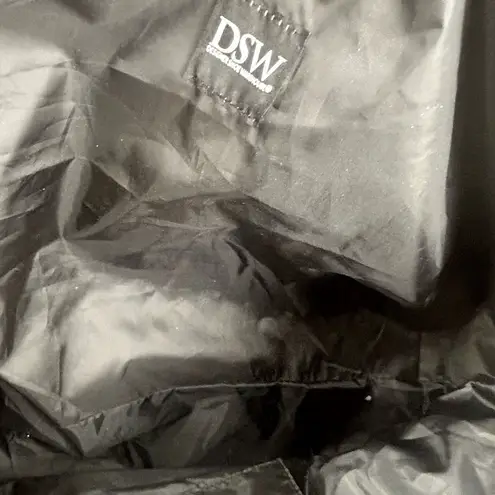 DSW Exclusive-Striped Overnighter Large Tote Bag Black White Canvas Strap Pocket