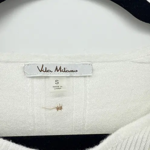 Vila Milano Women's Cream Ribbed Knit Button Back Long Sleeve Sweater Small
