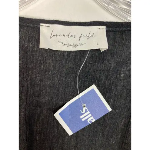 Lavender Field *New Swimsuit Cover Up Womens Lg Black Crochet Maxi Tie Travel