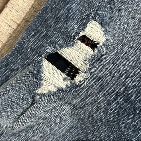 Torrid Distressed Plaid Backing Skinny Denim Jeans