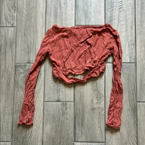 FP Movement by Free People Pink Ruched Long Sleeve Crop Top Size XS