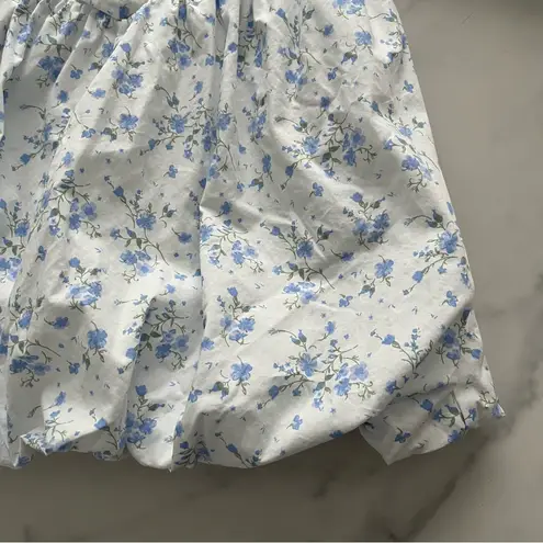 City studio Floral Puff Sleeve Mini Dress Size S cottage core coquette milkmaid White