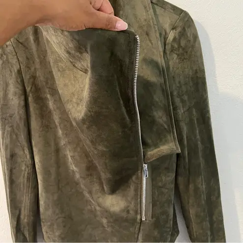 Lulus Wild at Heart Olive Green Vegan Suede Moto Jacket NWT Size S