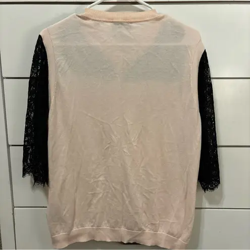 Ted Baker  Pale Pink Sweater Black Lace Trim