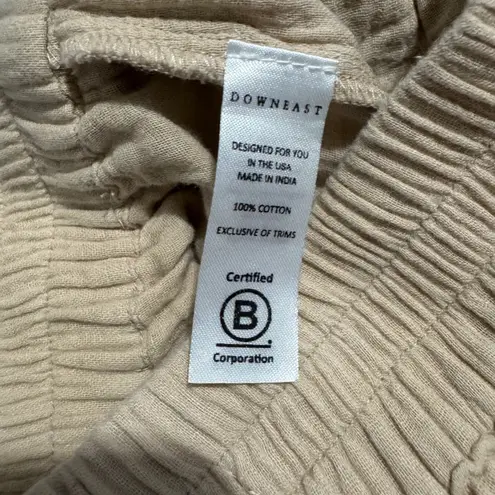 Downeast Boho Wide Leg Pants Embroidered Eyelet Beige Loose Fit Wide Leg XS