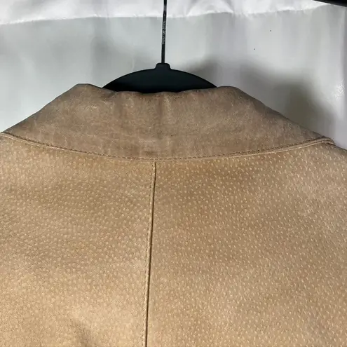 A.M.I. Leather Jacket Tan Brown Suede Button Up Womens Medium Career