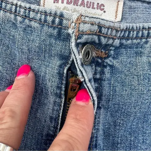 Hydraulic Vintage Y2K low rise cargo flare jeans with no waistband 13/14