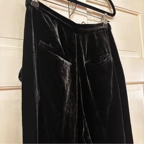 Ulla Johnson Rhett Wide Leg Velvet Trouser Noir Black Size 4 Pleated Pants Work