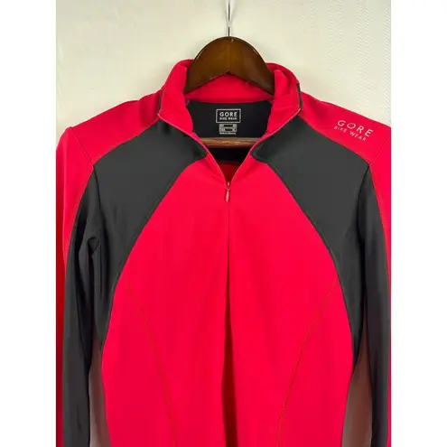 Women’s Gore Bike Wear XL Red & Black Long Sleeve Half Zip Athletic Shirt