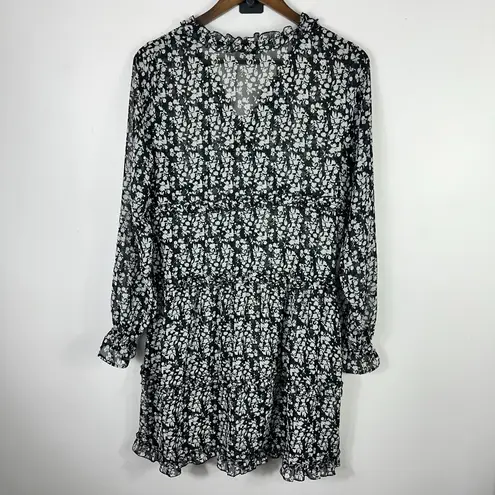 Cotton Express Express Black Floral Mini Dress Women M Cottagecore Coquette Fairy Romantic